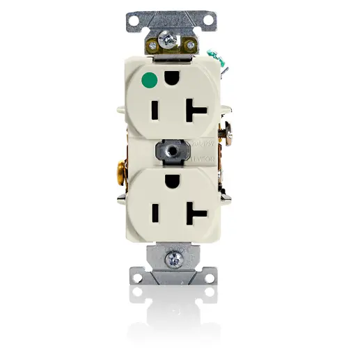 [8300-HT] Leviton 20 Amp Duplex Receptacle/Outlet, Hospital Grade, Self-Grounding