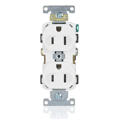 [BR15-W] Leviton 15 Amp Duplex Receptacle/Outlet, Commercial Grade, Self-Grounding