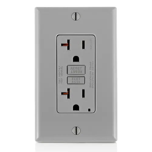 [GFTR2-GY] Leviton 20 Amp, Self Test, Tamper-Resistant Slim GFCI Outlet with LED Indicator Light