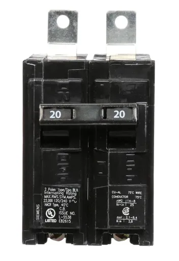 [B220H] Siemens B220H 20A 2-Pole 22kA Bolt-On Circuit Breaker