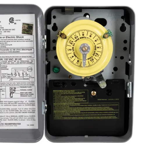 [T101] Intermatic T101 24-Hour Mechanical Time Switch, 120 VAC, 60Hz, SPST, Indoor Metal Enclosure, 1 Hour Interval