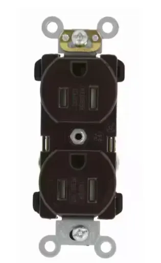 [TBR15] Leviton 15-Amp 125-Volt Commercial Grade Tamper Resistant Duplex Outlet/Receptacle, Brown TBR15